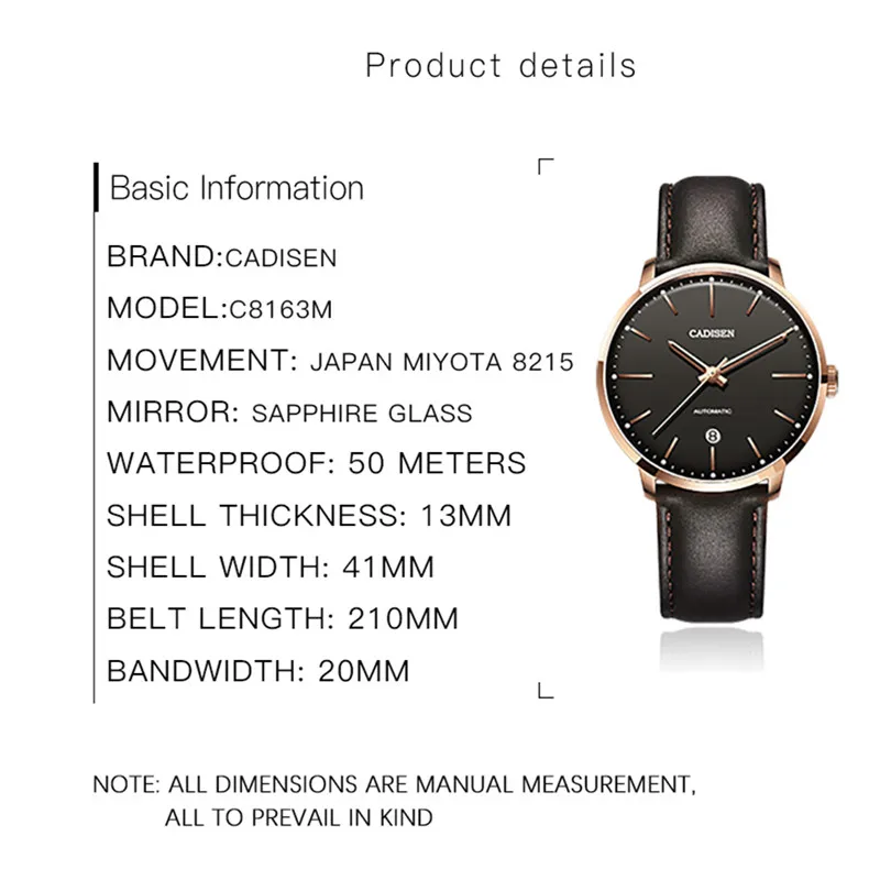 CADISEN Men Mechanical Diver Watch Top Brand Luxury Waterproof Leather Casual Automatices Male Clock Wrist watches heren horloge
CADISEN Men Mechanical Diver Watch Top Brand Luxury Waterproof Leather Casual Automatices Male Clock Wrist watches heren horloge