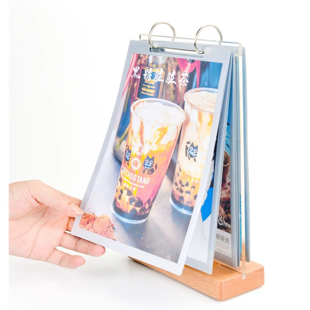 Wooden Base Pvc Pages Sleeves Desk Advertising Food Poster Display Frame Restaurant Table Menu Holder Stand Cookbook Photo Album
Wooden Base Pvc Pages Sleeves Desk Advertising Food Poster Display Frame Restaurant Table Menu Holder Stand Cookbook Photo Album