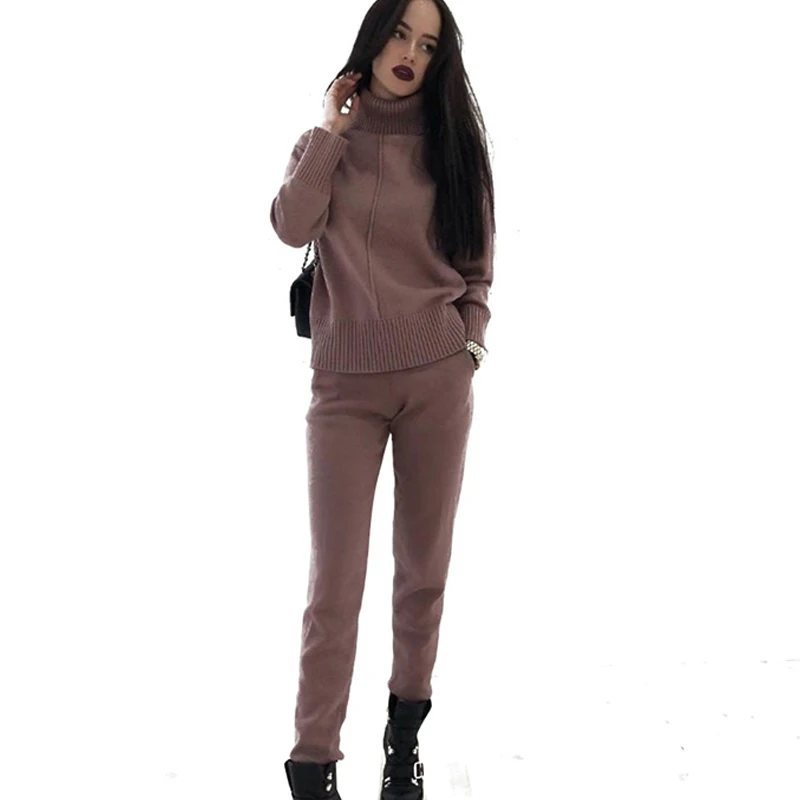Sporty Women Knitted Suits Spring Sweater Set Mid Line Turtleneck Pullover Sweater Pants Two Pieces Sets Warm Jogging Costumes
Sporty Women Knitted Suits Spring Sweater Set Mid Line Turtleneck Pullover Sweater Pants Two Pieces Sets Warm Jogging Costumes
