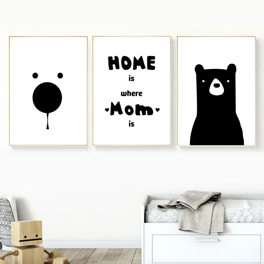Wall Art Canvas Painting Black Bear Decor Poster Nursery Animal Posters For Kids Room Bear Nordic Print Posters Home Decor 
Wall Art Canvas Painting Black Bear Decor Poster Nursery Animal Posters For Kids Room Bear Nordic Print Posters Home Decor