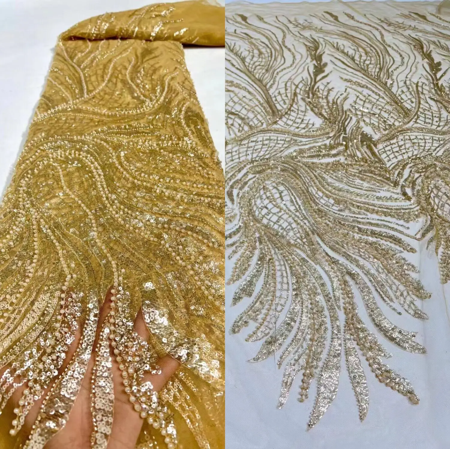 African Lace Fabrics With Sequins And Beads SYJ-9288615 Latest Nigerian Embroidery Net Tulle Lace Fabric For Wedding Dress
African Lace Fabrics With Sequins And Beads SYJ-9288615 Latest Nigerian Embroidery Net Tulle Lace Fabric For Wedding Dress