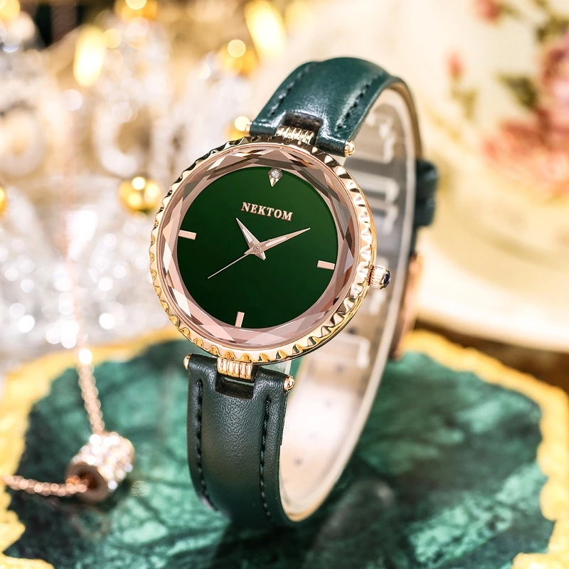 NEKTOM Watches for Women Luxury Top Brand Malachite Green Fashion Quartz Womens Watch Waterproof Wristwatch Leather Strap Clock
NEKTOM Watches for Women Luxury Top Brand Malachite Green Fashion Quartz Womens Watch Waterproof Wristwatch Leather Strap Clock