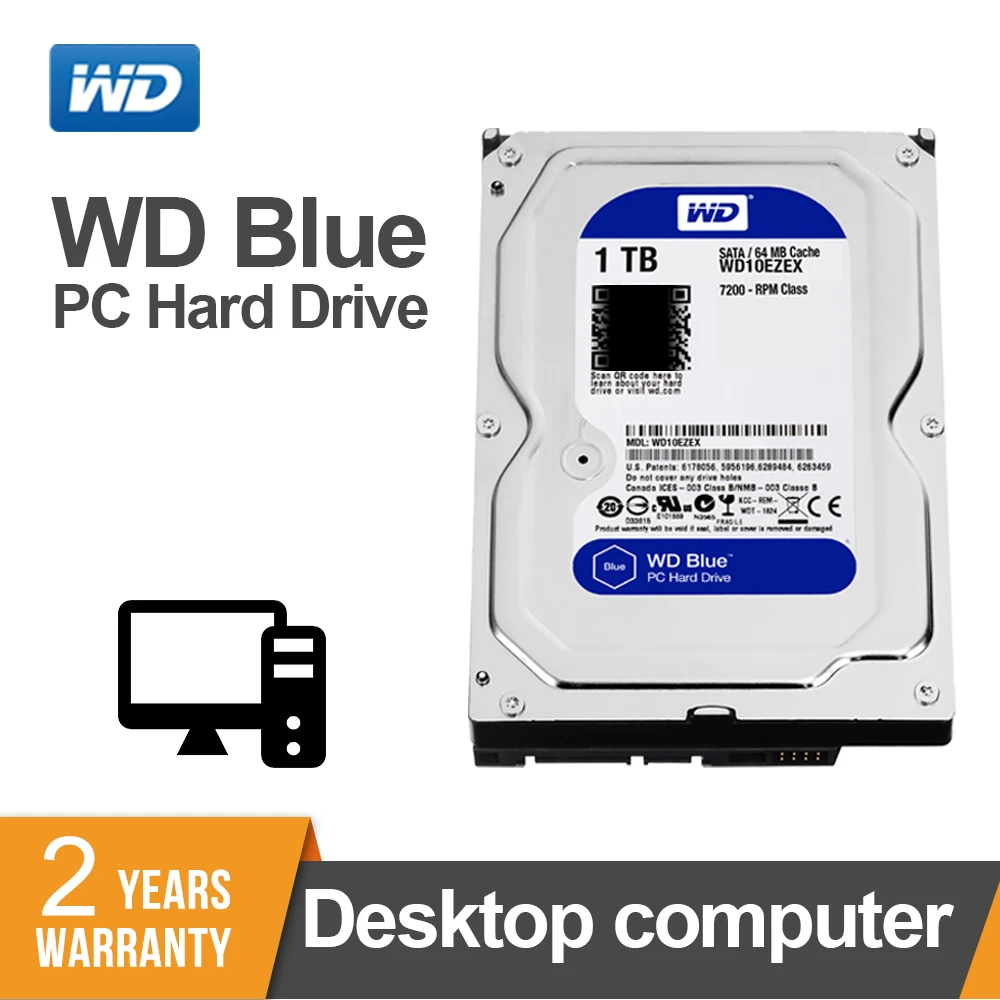 

Внутренний жесткий диск WD Blue 3,5 SATA 6 ГБ/сек., 1 ТБ, 64 Мб, 7200PPM, жесткий диск для ПК, WD10EZEX