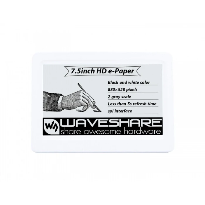 7,5 дюймовая пассивная электронная бумага Waveshare HD с NFC-питанием, без батареи
7,5 дюймовая пассивная электронная бумага Waveshare HD с NFC-питанием, без батареи