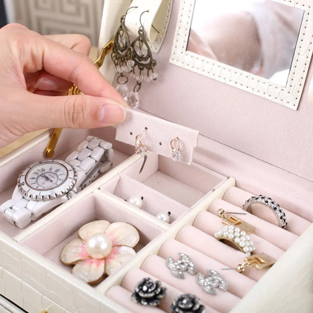 Women Makeup Carrying Case Casket Jewelry Leather Organizer Storage Display Packaging Rack Box Wedding Decoration | Украшения и