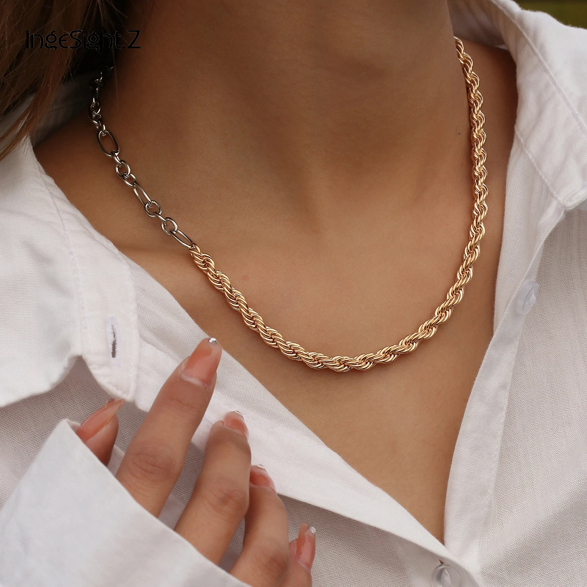 IngeSight.Z Punk Twisted Metal Rope Chain Choker Necklace Vintage Mix Color Short Clavicle Necklaces Collar for Women Jewelry
IngeSight.Z Punk Twisted Metal Rope Chain Choker Necklace Vintage Mix Color Short Clavicle Necklaces Collar for Women Jewelry