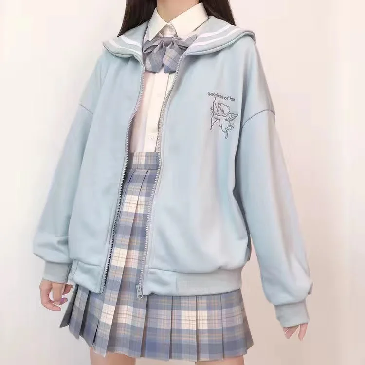 Kawaii Zip Up Hoodie Sailor Collar Sweatshirt Japan Style Long Sleeve Cute Tops for Teens 2021 JK clothing Pink Navy clothing Gi
Kawaii Zip Up Hoodie Sailor Collar Sweatshirt Japan Style Long Sleeve Cute Tops for Teens 2021 JK clothing Pink Navy clothing Gi