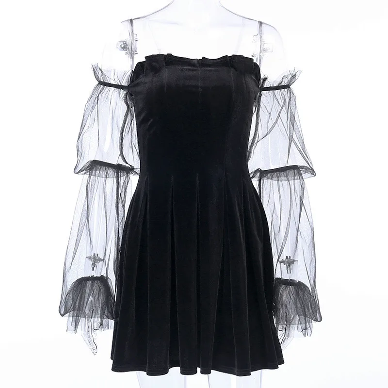 Goth Dark Mesh Vintage Gothic Dresses Egirl 2020 Aesthetic Transpanent Strap Pleated Dress Chic Punk Hip Hop Grunge Emo Y2K Chic
Goth Dark Mesh Vintage Gothic Dresses Egirl 2020 Aesthetic Transpanent Strap Pleated Dress Chic Punk Hip Hop Grunge Emo Y2K Chic