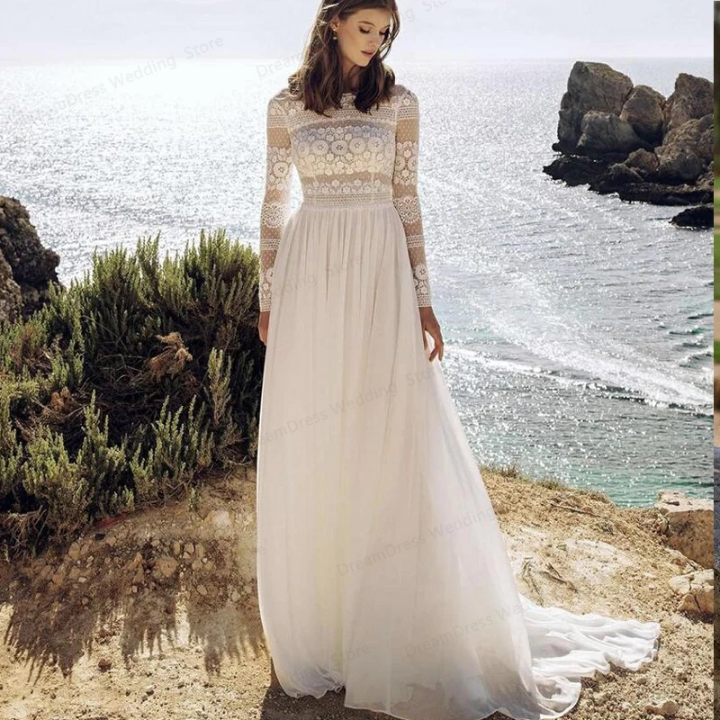 Bohemian Wedding Dress 2021 A-Line O-Neck Long Sleeve Tulle Pleat Charming Boho Bridal Gowns For Women Robe De Mariee New
Bohemian Wedding Dress 2021 A-Line O-Neck Long Sleeve Tulle Pleat Charming Boho Bridal Gowns For Women Robe De Mariee New
