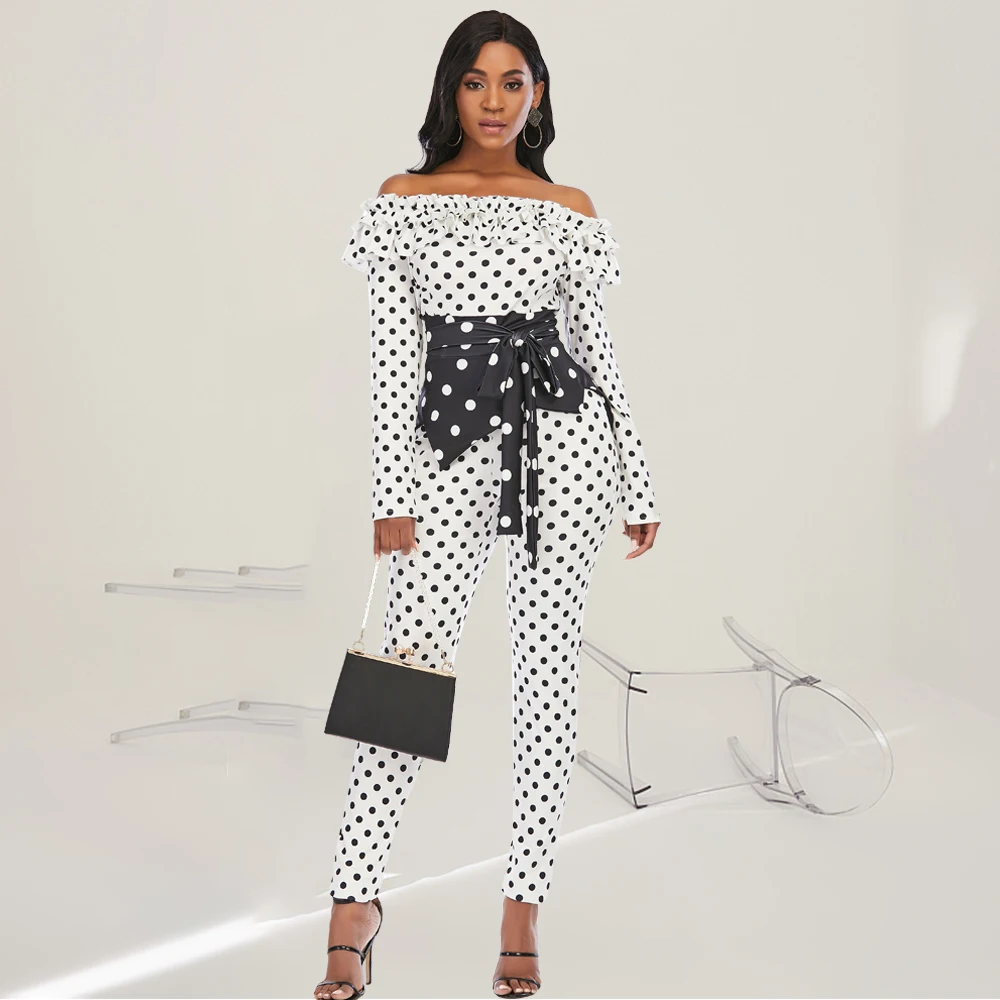 Sexy Party Jumpsuit Women Off Shoulder Ruffles Long Sleeve Bow Patchwork Slim Fit Bodycon Overalls Fashion Rompers Big Size 2XL
Sexy Party Jumpsuit Women Off Shoulder Ruffles Long Sleeve Bow Patchwork Slim Fit Bodycon Overalls Fashion Rompers Big Size 2XL