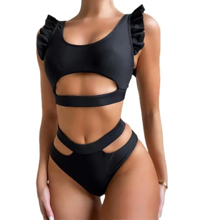 Women Two-piece Swimsuit Bikini + Briefs Ruffle Solid Color Sexy Hollow Summer Clothing
Women Two-piece Swimsuit Bikini + Briefs Ruffle Solid Color Sexy Hollow Summer Clothing