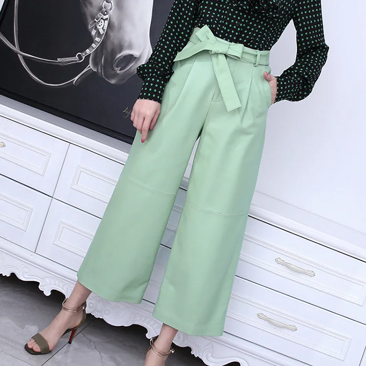 Spring Autumn 2021 New Designer women's bowtie High-rise leather pants High quality genuine leather wide-leg pants C478
Spring Autumn 2021 New Designer women's bowtie High-rise leather pants High quality genuine leather wide-leg pants C478