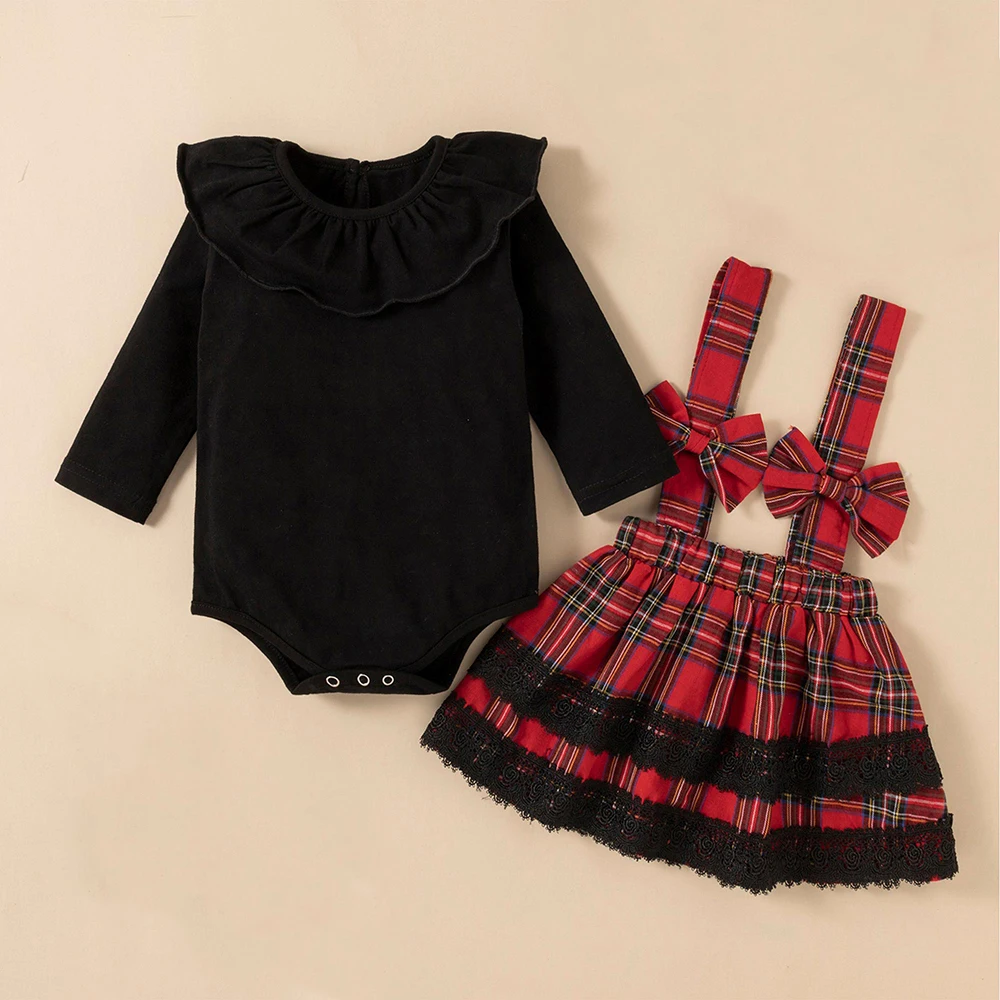 Baby Girls Straps Bow Round Neck Spring/Autumn Rompers Check Skirt Ruffle Girls Fashion Cotton Lace Trim Skirt Sets Long Sleeve
Baby Girls Straps Bow Round Neck Spring/Autumn Rompers Check Skirt Ruffle Girls Fashion Cotton Lace Trim Skirt Sets Long Sleeve