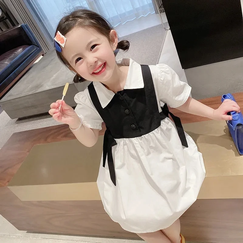 Girls fashion short sleeve fake two-piece dress summer new children's splicing dress baby girls summer cotton dress P4 501
Girls fashion short sleeve fake two-piece dress summer new children's splicing dress baby girls summer cotton dress P4 501