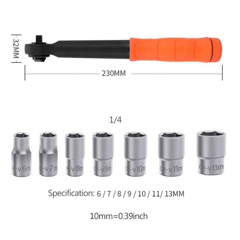 Handle Lengthened and Thickened Eight-in-one Fast Ratchet Socket Wrench Set More Convenient to Carry Time-saving Tools
Handle Lengthened and Thickened Eight-in-one Fast Ratchet Socket Wrench Set More Convenient to Carry Time-saving Tools