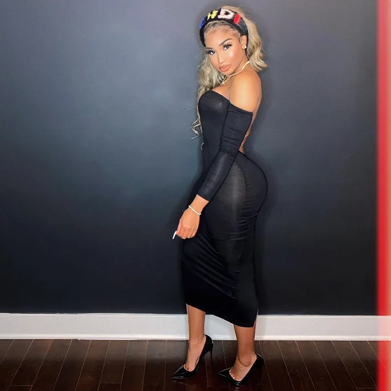 2021 New Autumn Women Dresses Long Sleeve Backless Back Split Slim Sexy Package Hip Dress Party Night Club Solid Black Dress
2021 New Autumn Women Dresses Long Sleeve Backless Back Split Slim Sexy Package Hip Dress Party Night Club Solid Black Dress