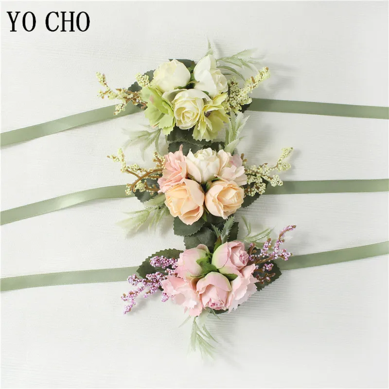 YO CHO Искусственные цветы жених бутоньерка для мужчин невесты браслеты корсаж