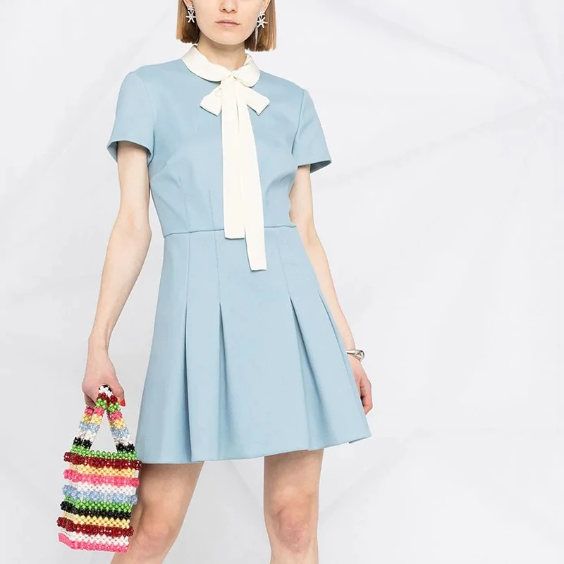 2021 Summer Runway New Style Bow Short Sleeves Elegant Temperament Slim Fit Pleated Dress High Quality Women'S Fashion
2021 Summer Runway New Style Bow Short Sleeves Elegant Temperament Slim Fit Pleated Dress High Quality Women'S Fashion