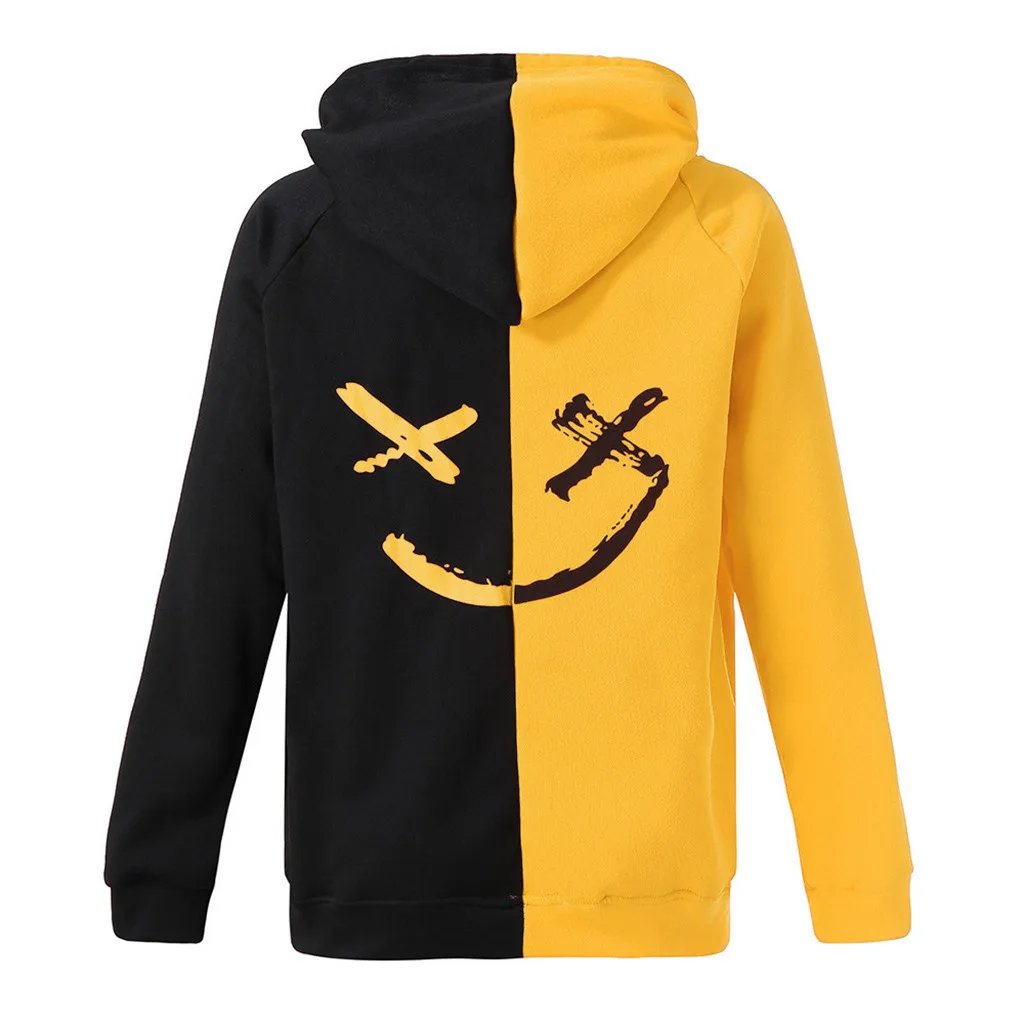 2021 new men's and women's sweaters autumn splicing color contrast fashion sports leisure smiling face couple hooded sweaters 
2021 new men's and women's sweaters autumn splicing color contrast fashion sports leisure smiling face couple hooded sweaters