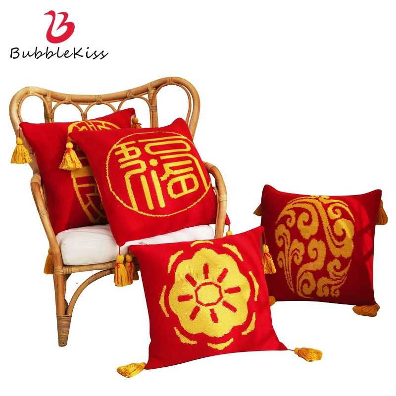 Пузырь поцелуй китайские для вязания подушка с кисточками крышка золотого цвета с принтом Узор Диван-Подушка Чехол красный праздничный нав... 
Пузырь поцелуй китайские для вязания подушка с кисточками крышка золотого цвета с принтом Узор Диван-Подушка Чехол красный праздничный нав...