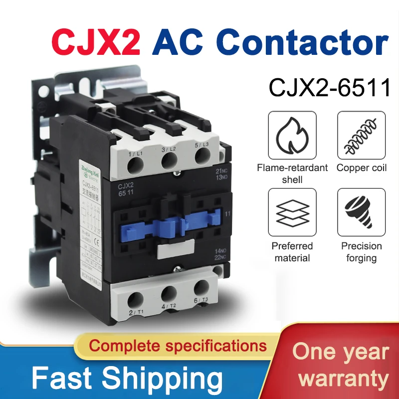 

CJX2-6511 LC1D65, контактор переменного тока 65A, 3-фазный, 3-полюсный, 380 В, 220 В, Гц, для Din-рейки с установленным 3 P 1NO + 1NC, нормальное открытие, нормальное закрытие