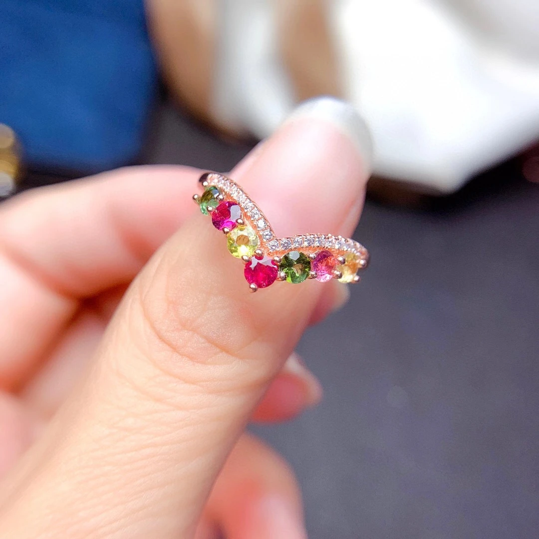 MeiBaPJ Natural Candy Tourmaline Colorful Ring for Women Real 925 Sterling Silver Charm Fine Wedding Jewelry
MeiBaPJ Natural Candy Tourmaline Colorful Ring for Women Real 925 Sterling Silver Charm Fine Wedding Jewelry