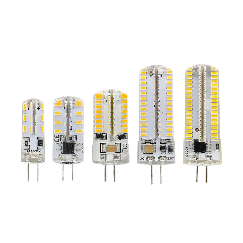 

1pcs Silicone G4 LED Real 1W 2W 3W 4W AC 220V DC 12V SMD3014 Replace 10w 20w 30w 40w halogen Lamp For Chandelier Light Bulb