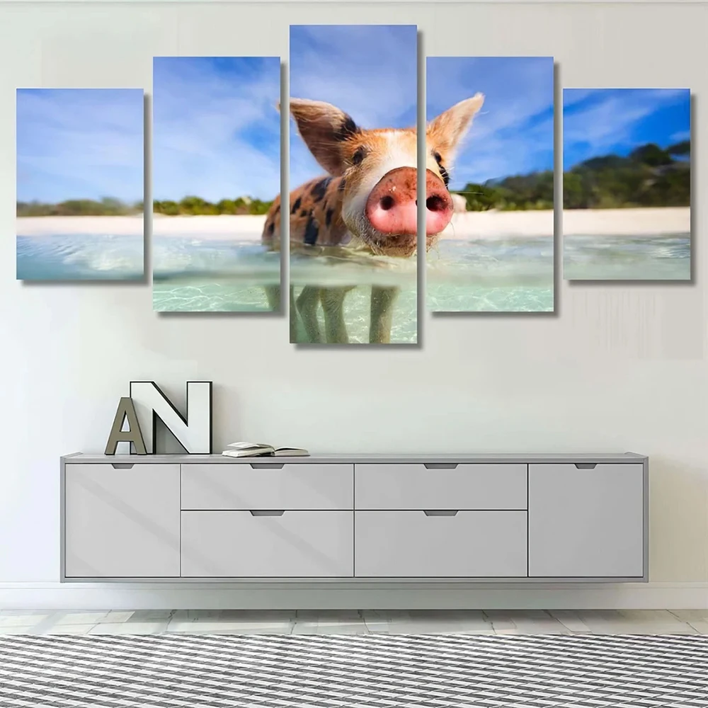 5 Pieces Wall Art Canvas Painting Animal Poster Little Pig In The Water Modular Pictures Home Decoration Modern Living Room
5 Pieces Wall Art Canvas Painting Animal Poster Little Pig In The Water Modular Pictures Home Decoration Modern Living Room