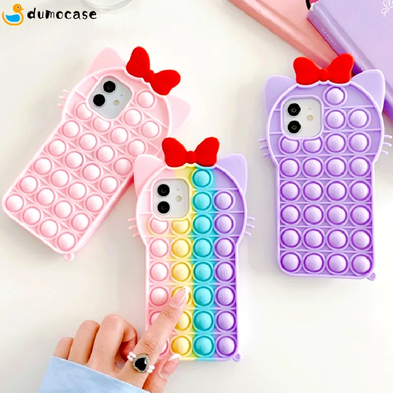 Cat Bow Relieve Stress Fidget Toys Phone Case for IPhone 11 12 Pro Xs Max X Xr 7 8 Plus Rainbow Push It Bubble Soft Fundas Capa
Cat Bow Relieve Stress Fidget Toys Phone Case for IPhone 11 12 Pro Xs Max X Xr 7 8 Plus Rainbow Push It Bubble Soft Fundas Capa