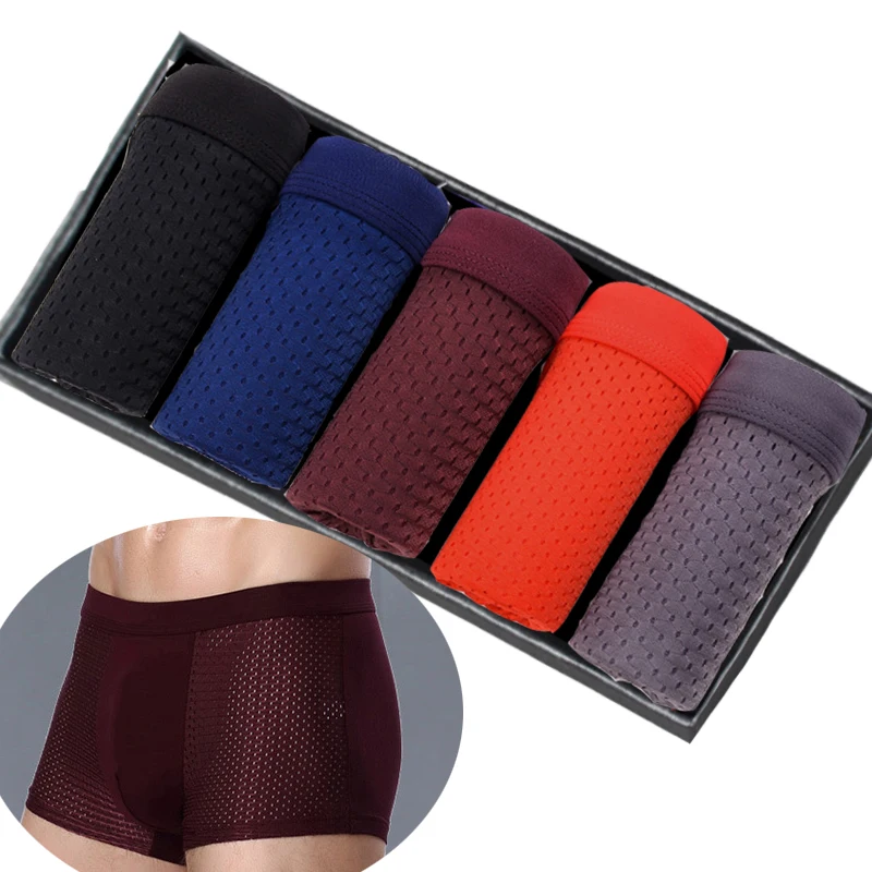 5pcs Mesh Men Boxer Underwear Bamboo Mens Boxershort Panties Man Boxer Homme Underpants Shorts Solid Breathable Sexy Lingerie
5pcs Mesh Men Boxer Underwear Bamboo Mens Boxershort Panties Man Boxer Homme Underpants Shorts Solid Breathable Sexy Lingerie
