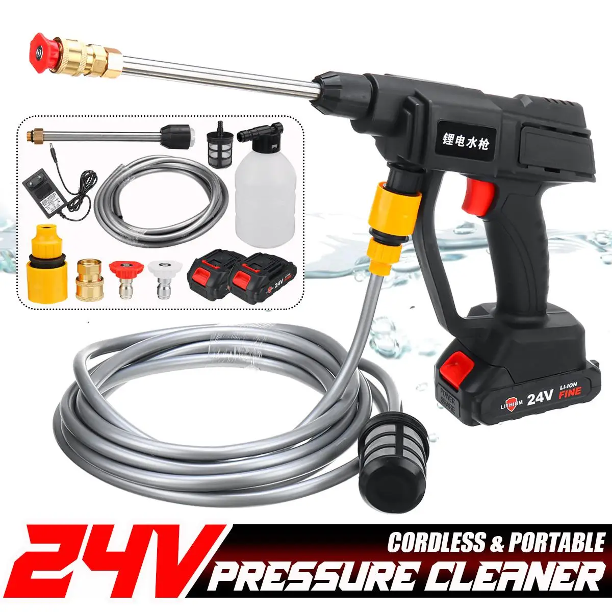 NEW 0-15000mAh 600W Wireless High Pressure Car Wash Water Gun Portable High Pressure Washer Foam Generator With 24V Battery
NEW 0-15000mAh 600W Wireless High Pressure Car Wash Water Gun Portable High Pressure Washer Foam Generator With 24V Battery