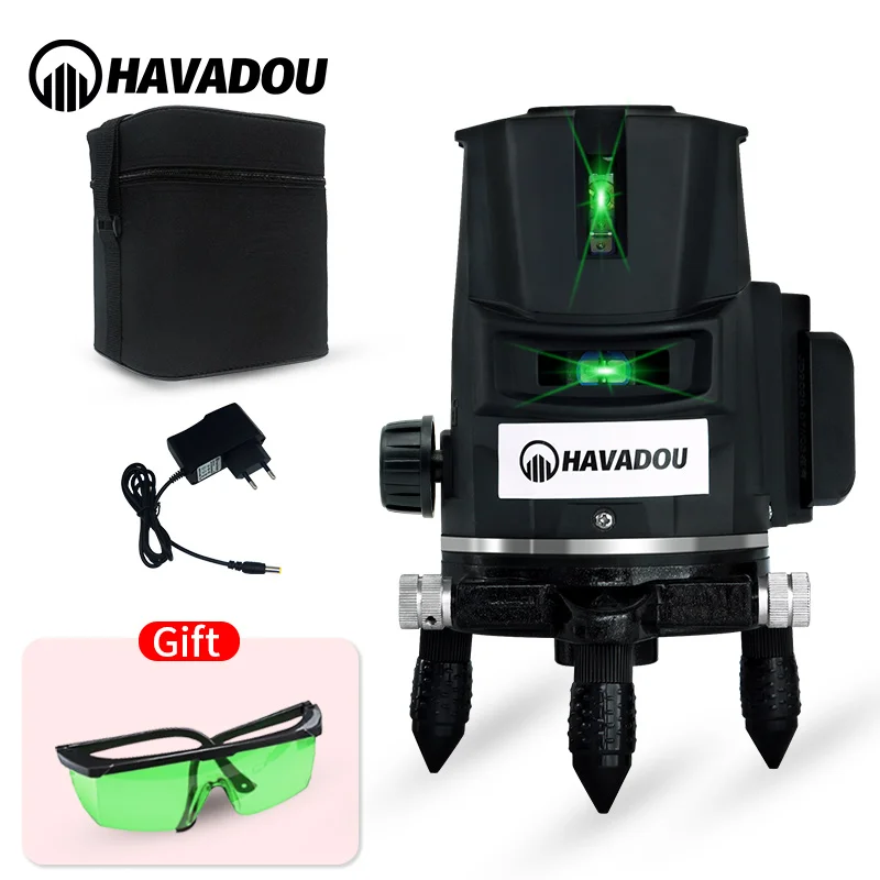 HAVADOU 5 линий 6 точек зеленый лазерный уровень 360 ° самонивелирующийся