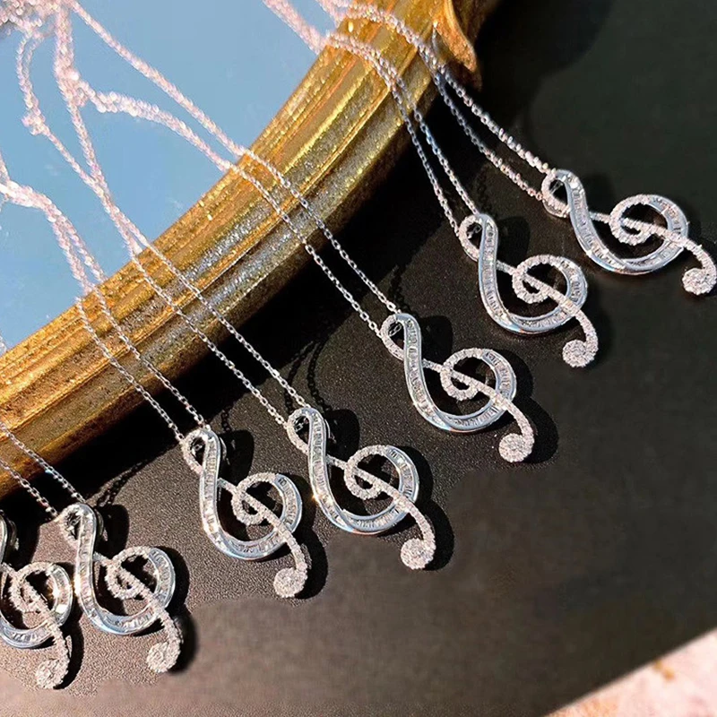 925 Sterling Silver Full Zircon Stone Pendant Necklaces Fashion Female Dropshipping Crystal Musicial Note Jewelry for Girl Women
925 Sterling Silver Full Zircon Stone Pendant Necklaces Fashion Female Dropshipping Crystal Musicial Note Jewelry for Girl Women