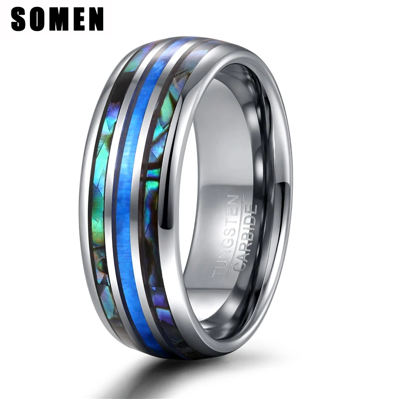 Somen 8mm Luxury Silver Color Tungsten Carbide Ring Blue Fire Opal & Shell For Men Women Wedding Engagement Ring Bague Homme
Somen 8mm Luxury Silver Color Tungsten Carbide Ring Blue Fire Opal & Shell For Men Women Wedding Engagement Ring Bague Homme