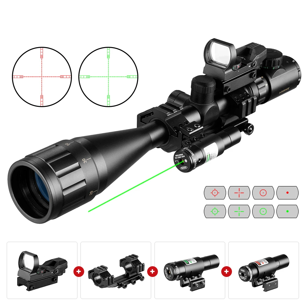 Hunting 6-24x50 AOEG Rangefinder Reticle Rifle Scope with Holographic 4 Reticle Sight Red Green Laser Combo Riflescope
Hunting 6-24x50 AOEG Rangefinder Reticle Rifle Scope with Holographic 4 Reticle Sight Red Green Laser Combo Riflescope