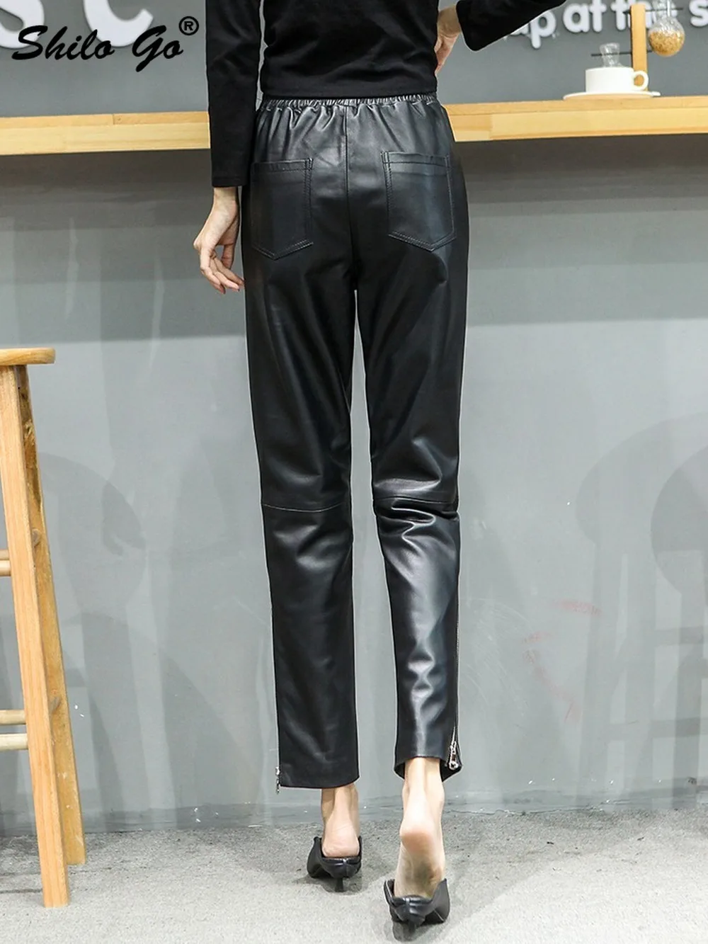 High Waist Pencil Pants Womens Winter Elastic Waist Zipper Detail Genuine Leather Pants Casual Concise Black Sheepskin Trousers
High Waist Pencil Pants Womens Winter Elastic Waist Zipper Detail Genuine Leather Pants Casual Concise Black Sheepskin Trousers
