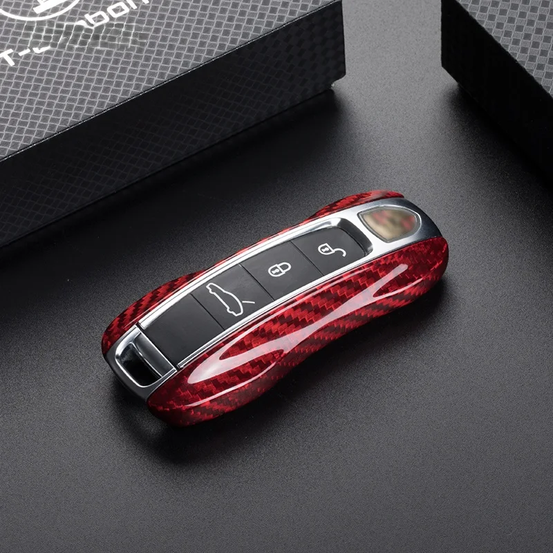 Чехол для ключа из натурального углеродного волокна Porsche 911 Carrera 918 Cayenne Coupe Macan Panamera