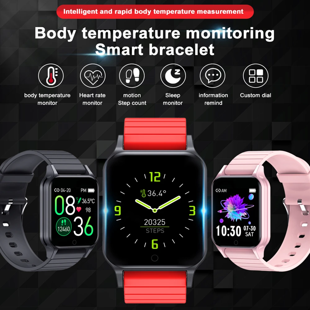 T96 Smart Watch Body Temperature Heart Rate Blood Pressure Fitness Tracker Bluetooth Smart Bracelet For Android IOS
T96 Smart Watch Body Temperature Heart Rate Blood Pressure Fitness Tracker Bluetooth Smart Bracelet For Android IOS