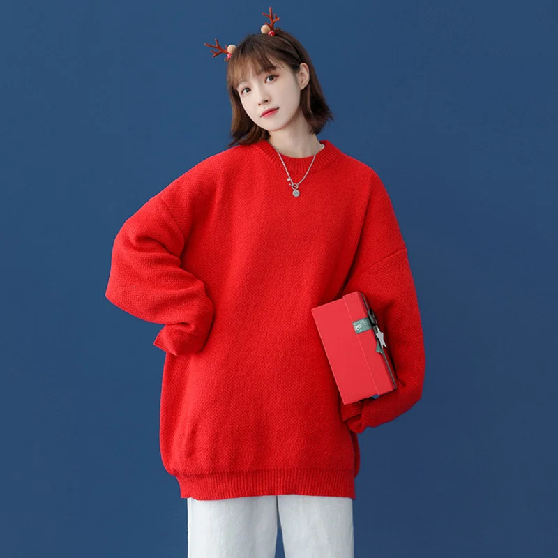 New Loose Sweater Outerwear Women Autumn 2021 Casual Fashion O-Neck Solid Color Oversize Knit Pullover Sweater
New Loose Sweater Outerwear Women Autumn 2021 Casual Fashion O-Neck Solid Color Oversize Knit Pullover Sweater