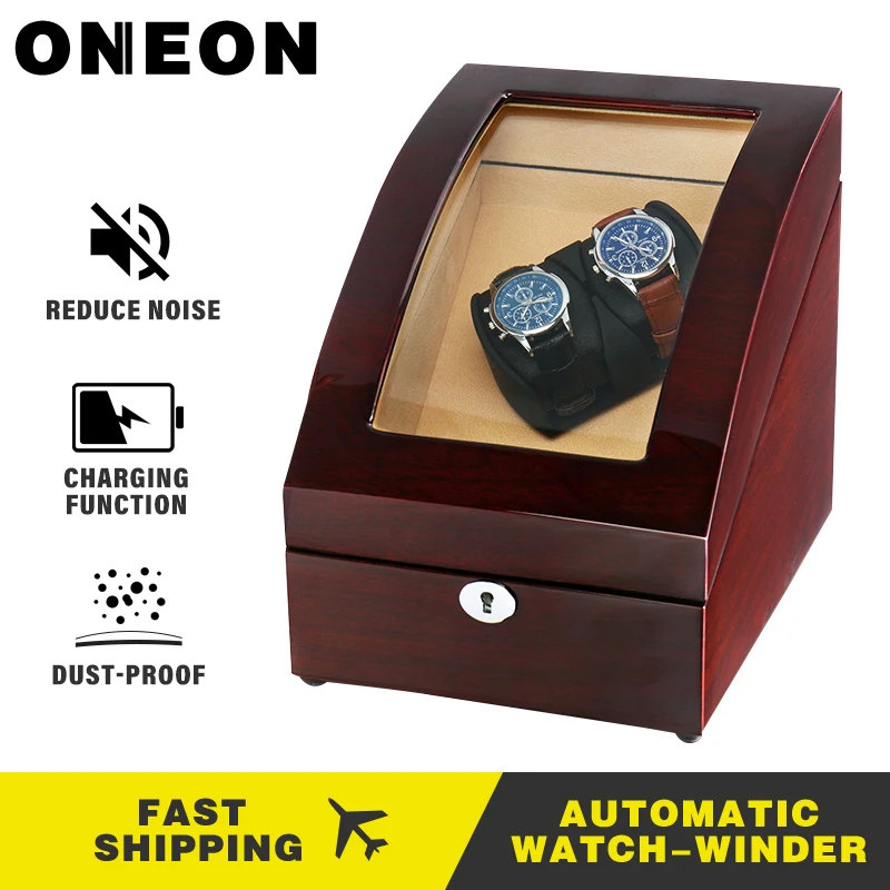 ONEON 2 + 3 коричневые автоматические часы Winder & деревянная вращающаяся шкатулка для