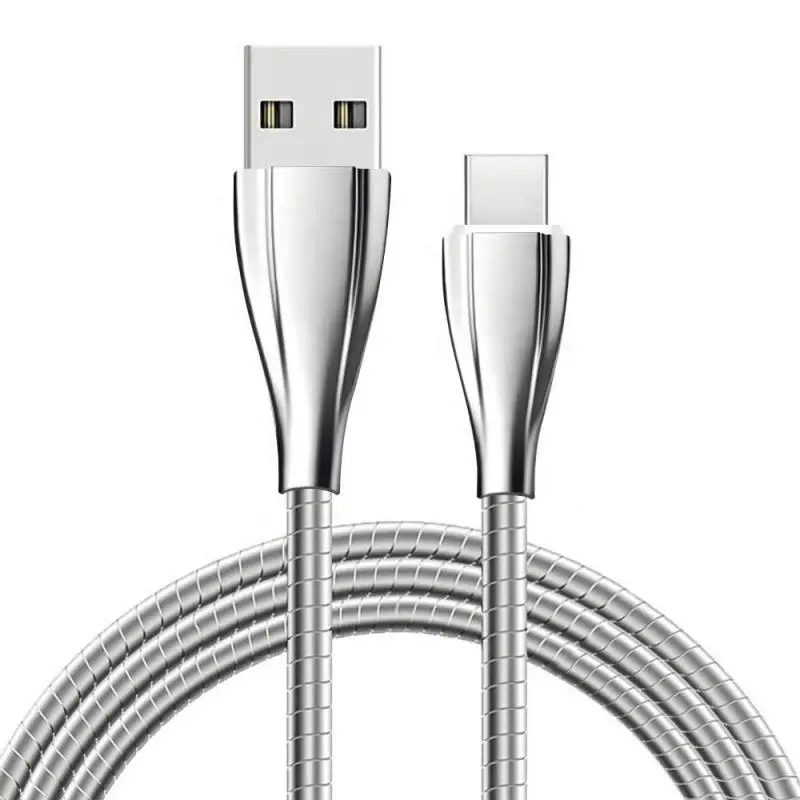 

1M Zinc Alloy Metal l Charging Cable Strong Flexible Sync Data Micro USB Cable Type-C Lightning Fast Charge For Iphone 11