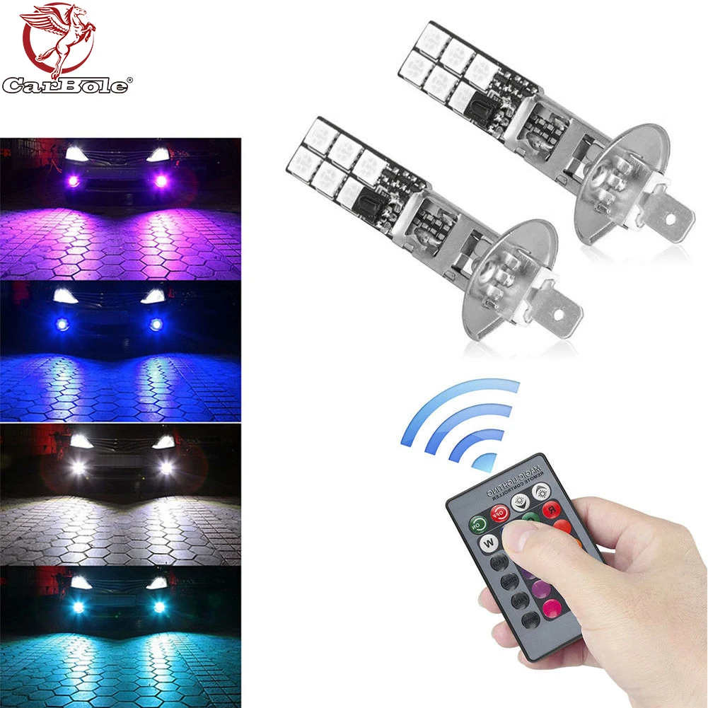 2PCS H1 5050 16 Colors RGB 12SMD Universal LED Lights Car Headlight Fog Bulb Light Parking Lamp With Remote Control
2PCS H1 5050 16 Colors RGB 12SMD Universal LED Lights Car Headlight Fog Bulb Light Parking Lamp With Remote Control