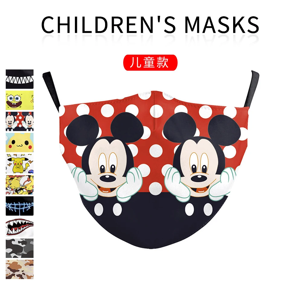 

1 PCS Kid Mask Disney Children 3D Face Mouth Mask Anti-dust Mickey PM 2.5 Washable Recuseable With 2 Filters Windproof Girl Mask