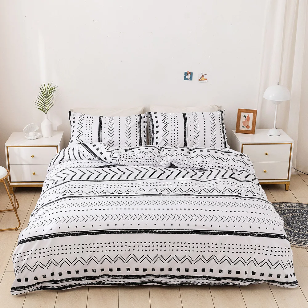 

Bedding Set 2/3 Pcs Nordic Coffee Leaf Printed Pattern European Style Duvet Cover Set 220x240 200x200 For Adult King Queen Twin