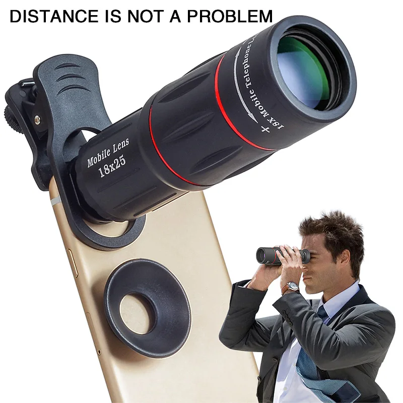 18X Telescope Zoom lens Monocular Mobile Phone camera Lens for iPhone Samsung Smartphones for Camping hunting Sports
18X Telescope Zoom lens Monocular Mobile Phone camera Lens for iPhone Samsung Smartphones for Camping hunting Sports