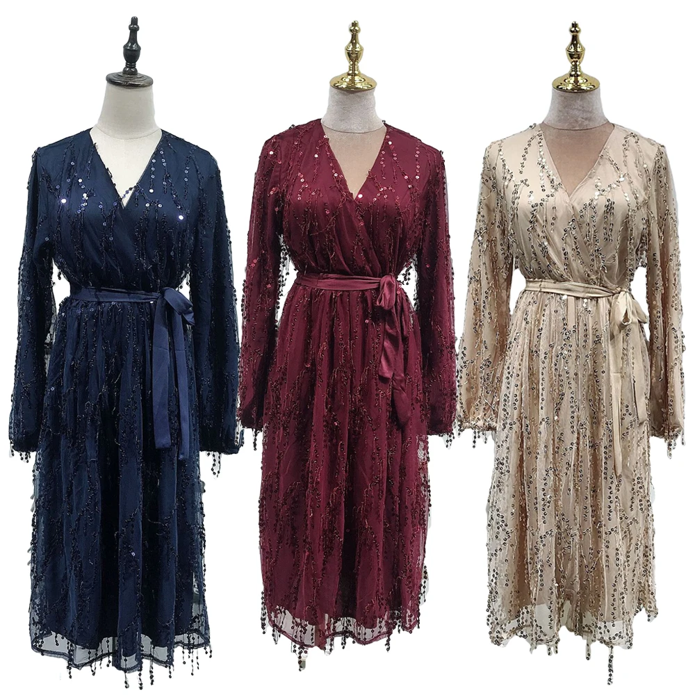 Sequins Abaya Muslim Women Tassel Blouse Tops Long Robe Dubai Luxury Islamic Clothing Party Casual Abayas Turkish Jilbab Kaftan
Sequins Abaya Muslim Women Tassel Blouse Tops Long Robe Dubai Luxury Islamic Clothing Party Casual Abayas Turkish Jilbab Kaftan