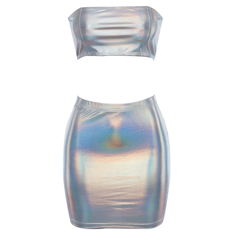 Women Sexy Shiny Metallic 2Pcs Outfit Strappy Bandeau Tube Top Vest Mini Skirt A0NF
Women Sexy Shiny Metallic 2Pcs Outfit Strappy Bandeau Tube Top Vest Mini Skirt A0NF