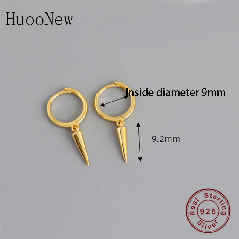 

925 Silver Circle Gold Color Smooth Punk Rock Style Rivet Hoop Earring Women Pendientes Brinco Boucle D'oreille Oorbellen 2020