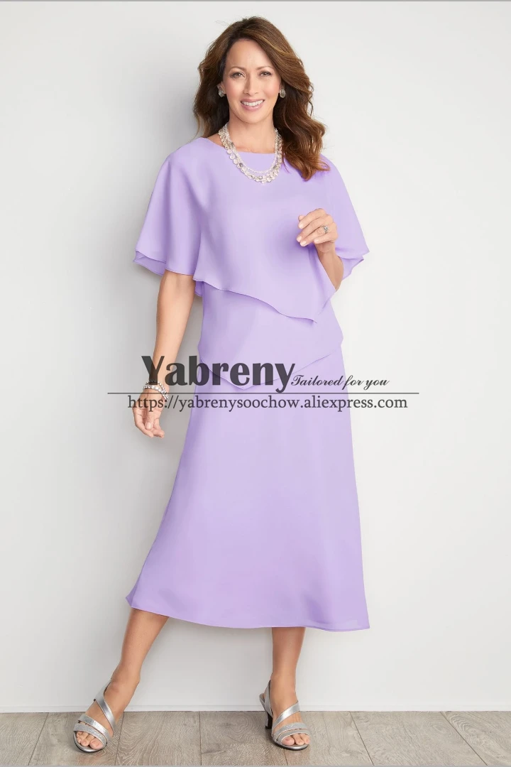 Lilac Chiffon Mother of the bride dresses Custom-made Plus size
Lilac Chiffon Mother of the bride dresses Custom-made Plus size