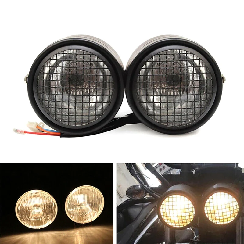Motorcycle Dominator Mesh Grill Dual Headlight Double Twins Black Metal Headlamp for Cafe Racer Chopper Bobber
Motorcycle Dominator Mesh Grill Dual Headlight Double Twins Black Metal Headlamp for Cafe Racer Chopper Bobber